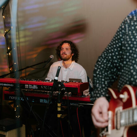 The keyboardist delivering some texture at a UK based wedding event